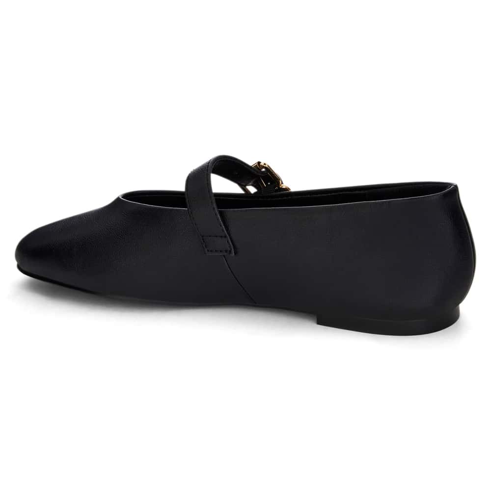 Charm Ballet Flat in Black Smooth