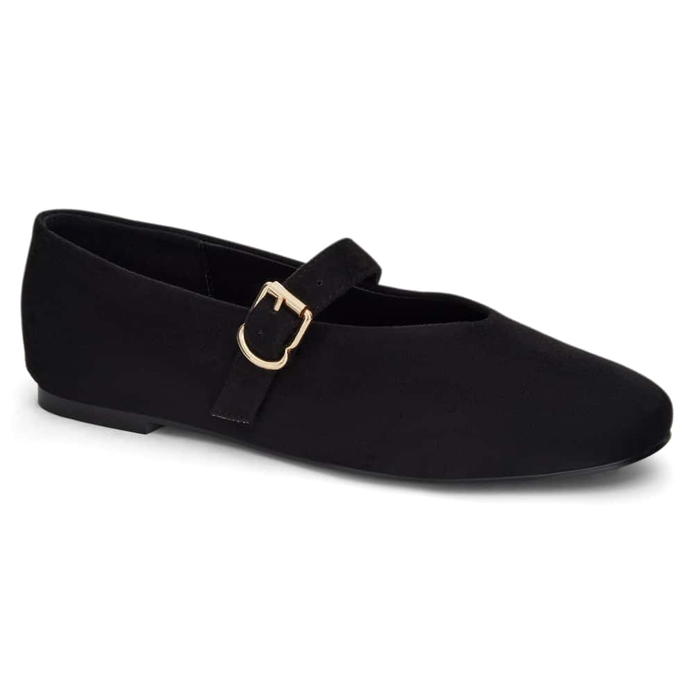 Charm Ballet Flat in Black Micro