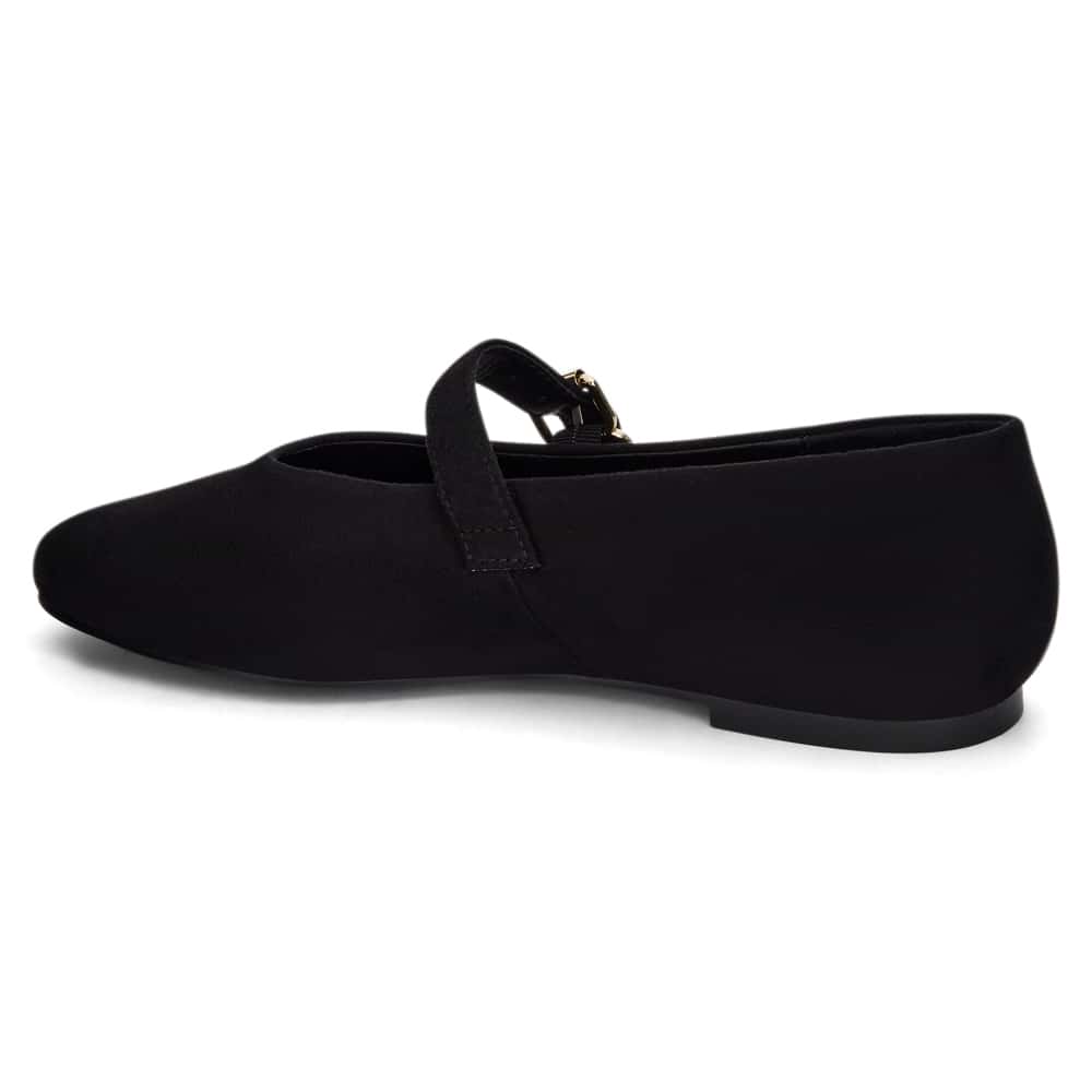 Charm Ballet Flat in Black Micro