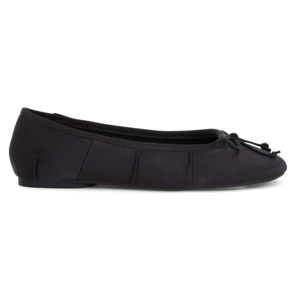 Beatrice Ballet Flat in Black Satin