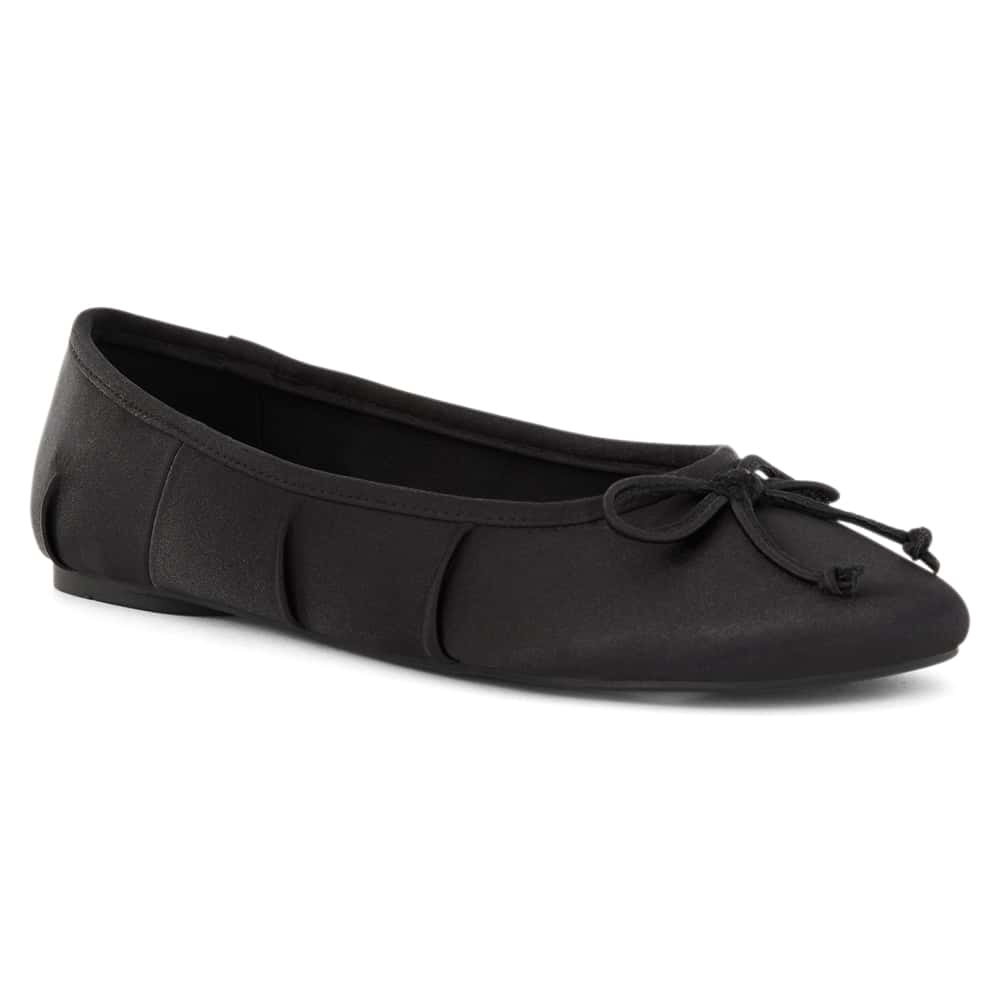 Beatrice Ballet Flat in Black Satin