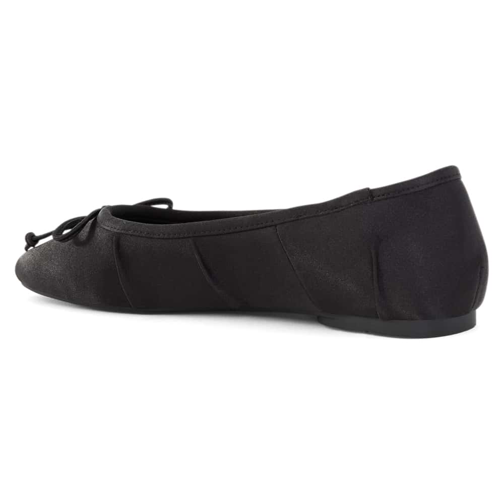 Beatrice Ballet Flat in Black Satin