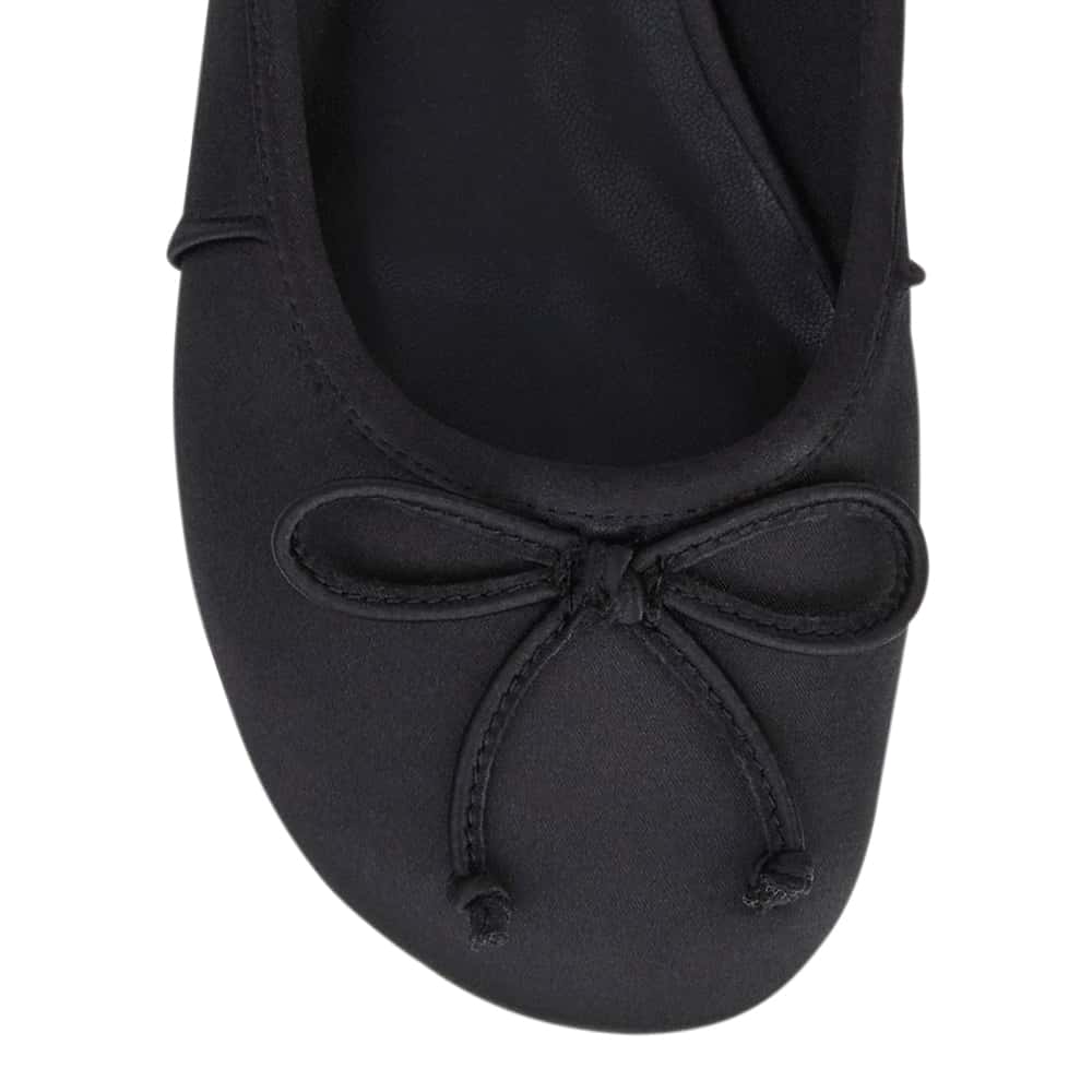 Beatrice Ballet Flat in Black Satin