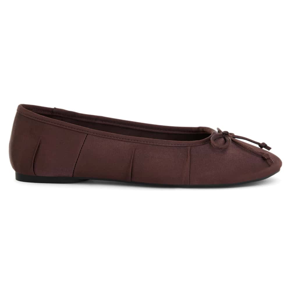 Beatrice Ballet Flat in Chocolate Satin