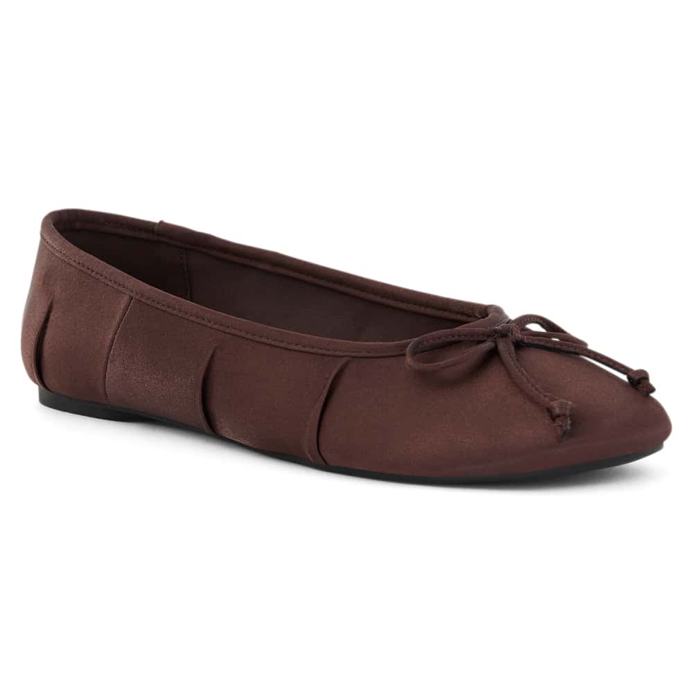 Beatrice Ballet Flat in Chocolate Satin