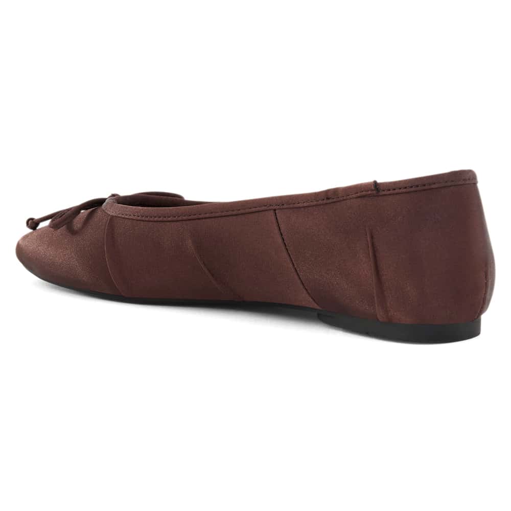 Beatrice Ballet Flat in Chocolate Satin