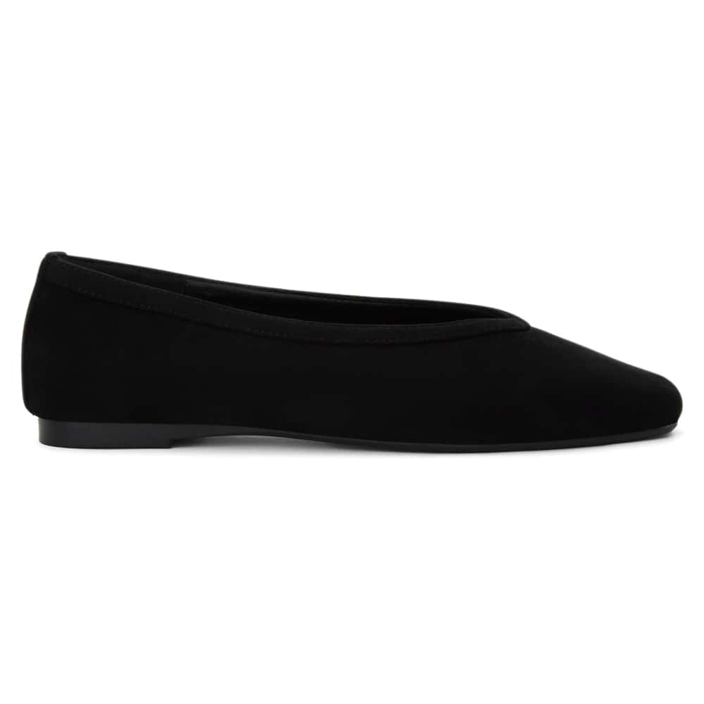 Emily Ballet Flat in Black Micro