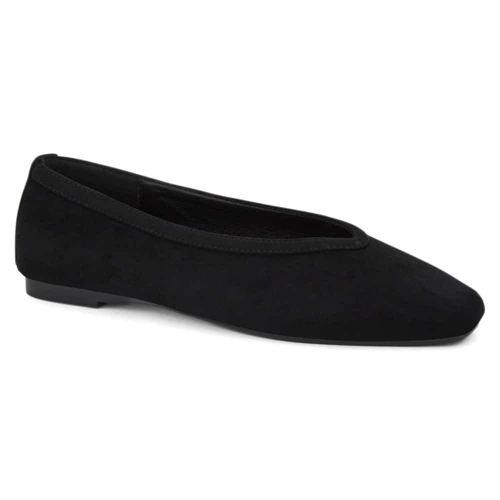 Emily Ballet Flat in Black Micro