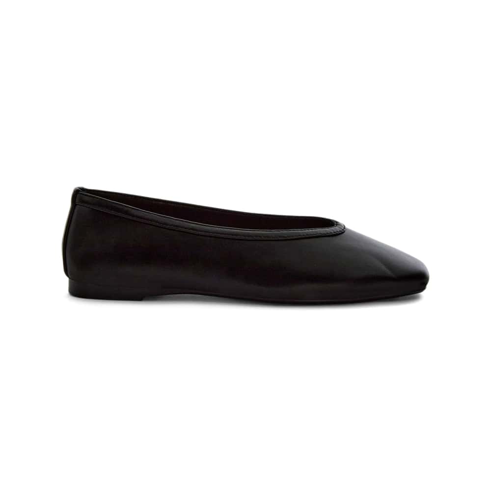 Emily Ballet Flat in Black Smooth