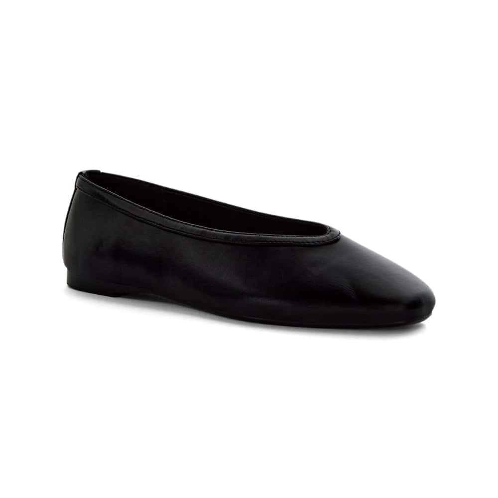 Emily Ballet Flat in Black Smooth