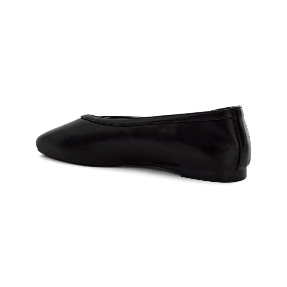 Emily Ballet Flat in Black Smooth