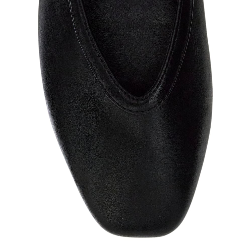 Emily Ballet Flat in Black Smooth