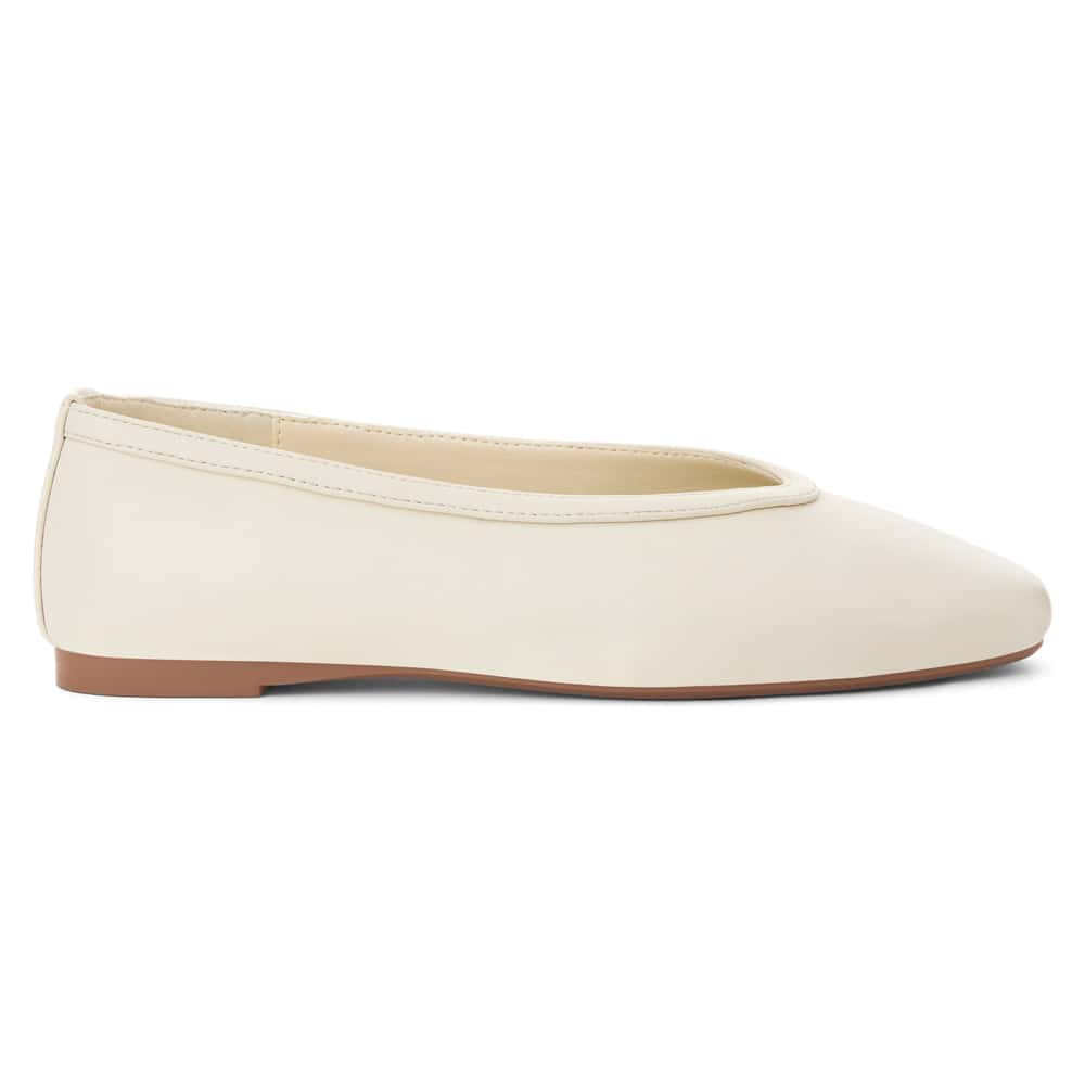 Emily Ballet Flat in Ivory Smooth