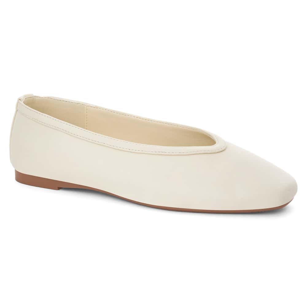 Emily Ballet Flat in Ivory Smooth