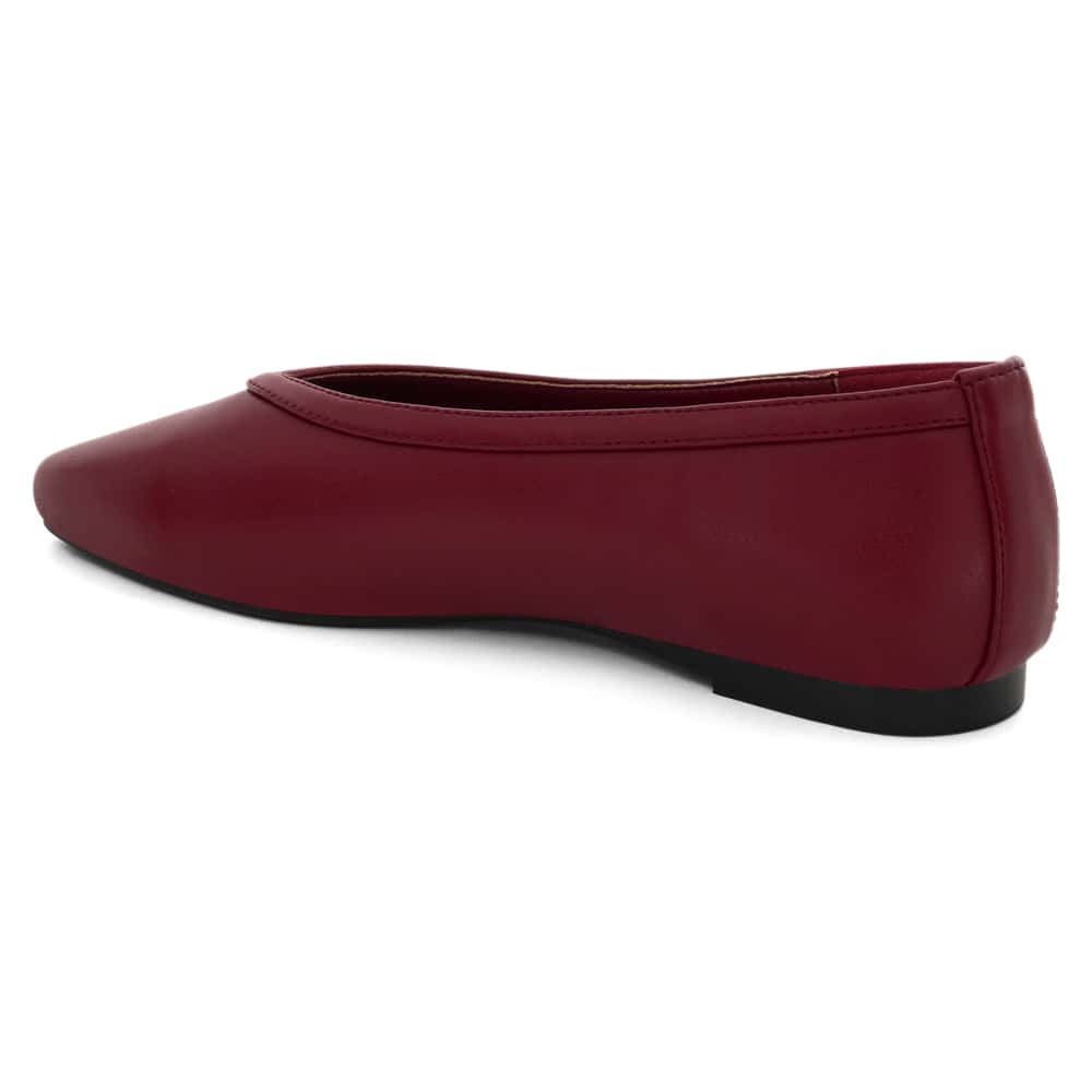 Emily Ballet Flat in Red Smooth