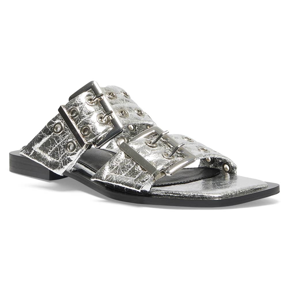 Fonda Slide in Silver Crinkle Sparkle
