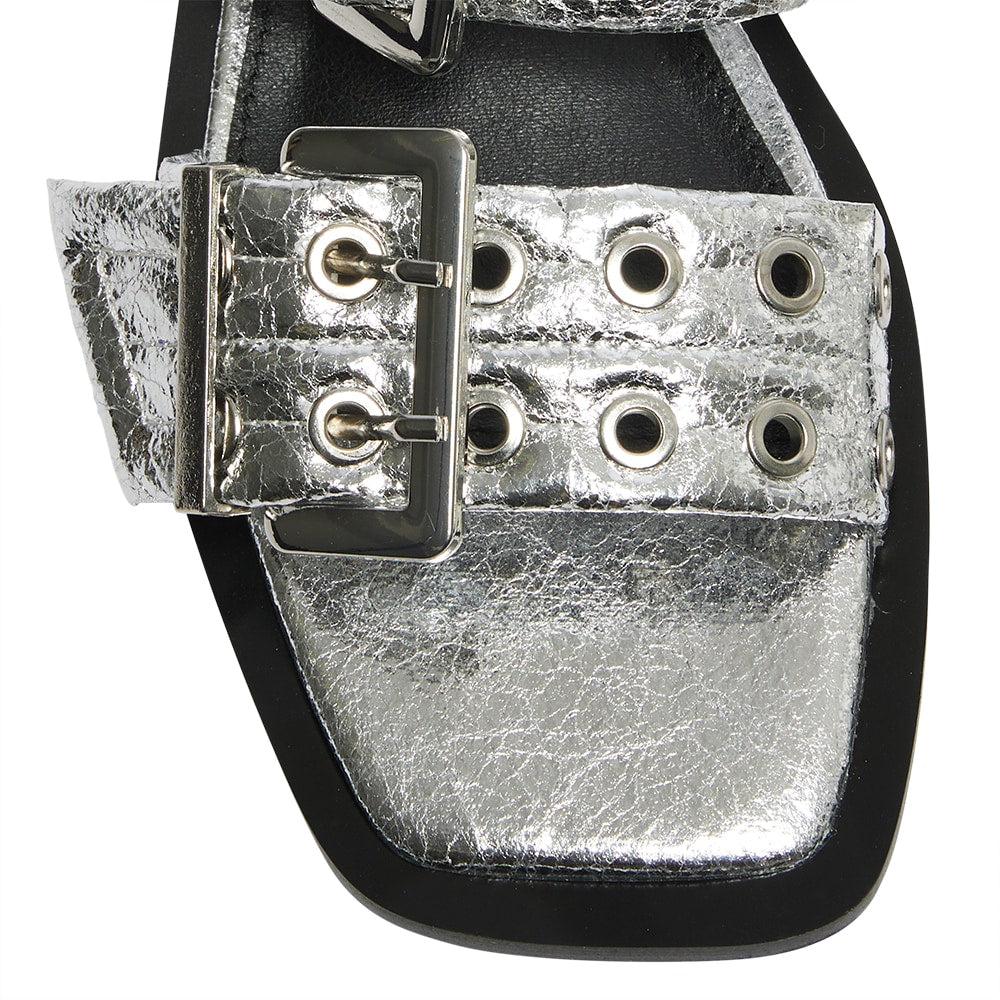 Fonda Slide in Silver Crinkle Sparkle