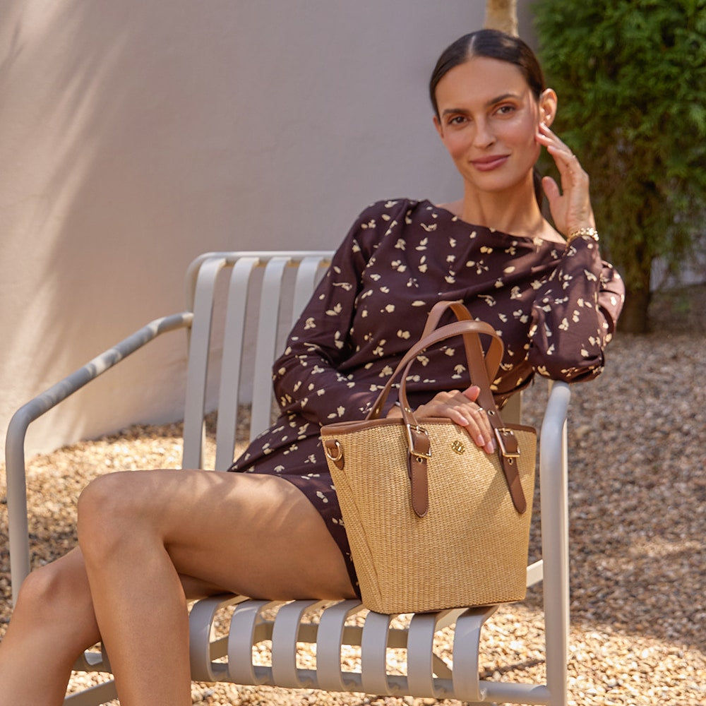 Gaze Tote in Tan/raffia