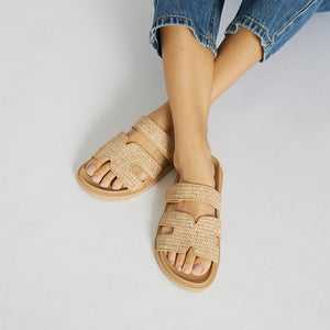 Ravella Guru Slide in Tan Raffia