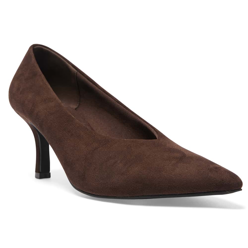 Harold Heel in Chocolate Micro Suede