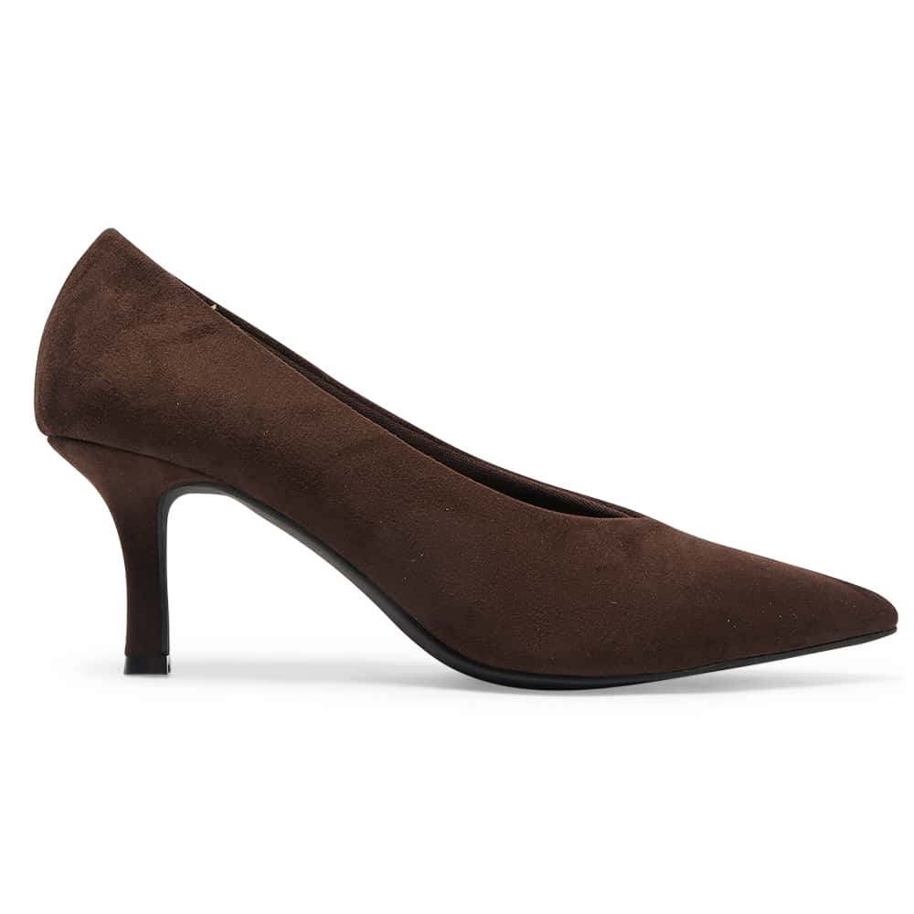 Harold Heel in Chocolate Micro Suede