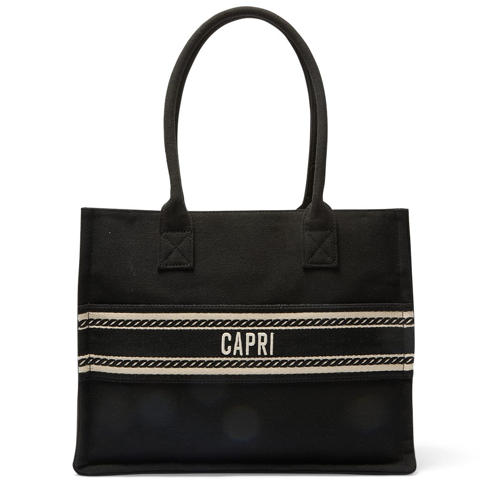 Hotel Tote in Black Multi Canvas