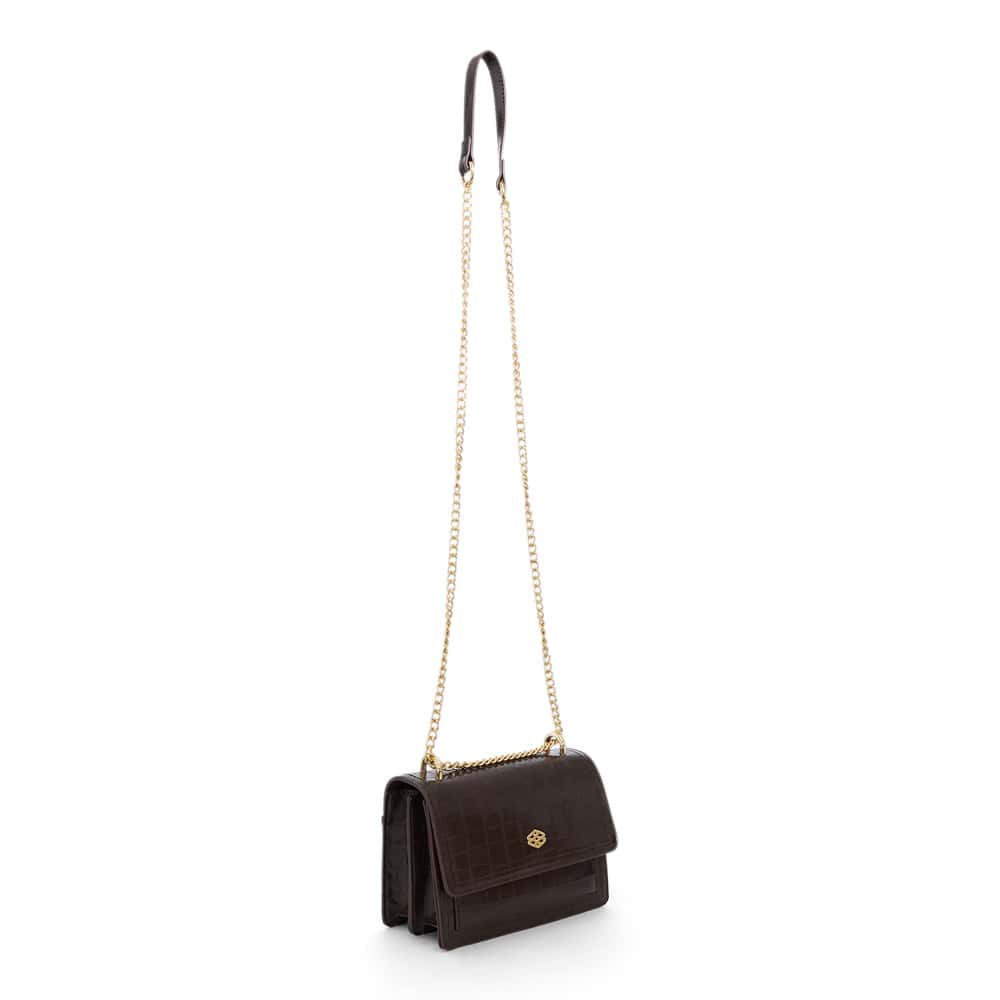 Jacki Handbag in Chocolate Croc