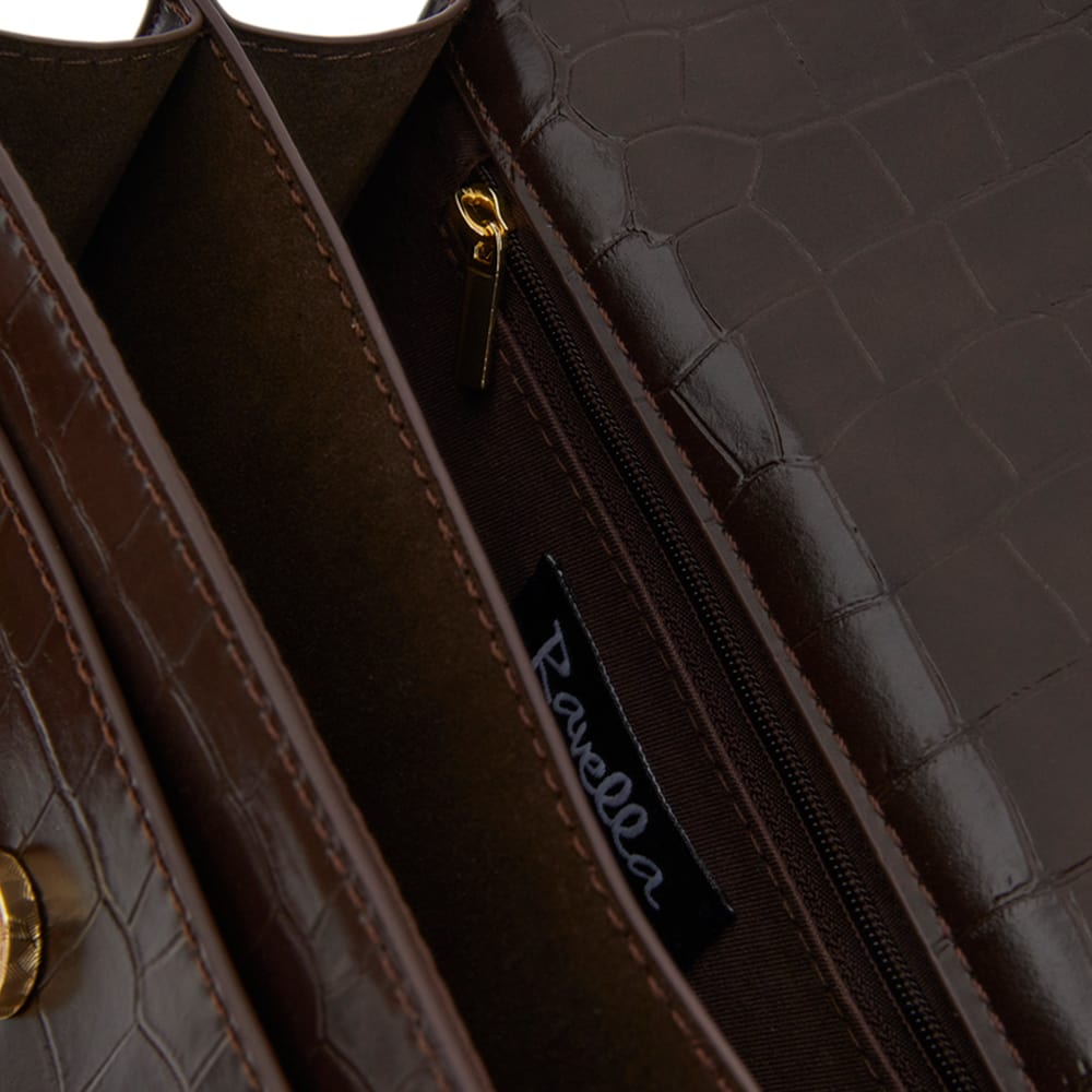 Jacki Handbag in Chocolate Croc