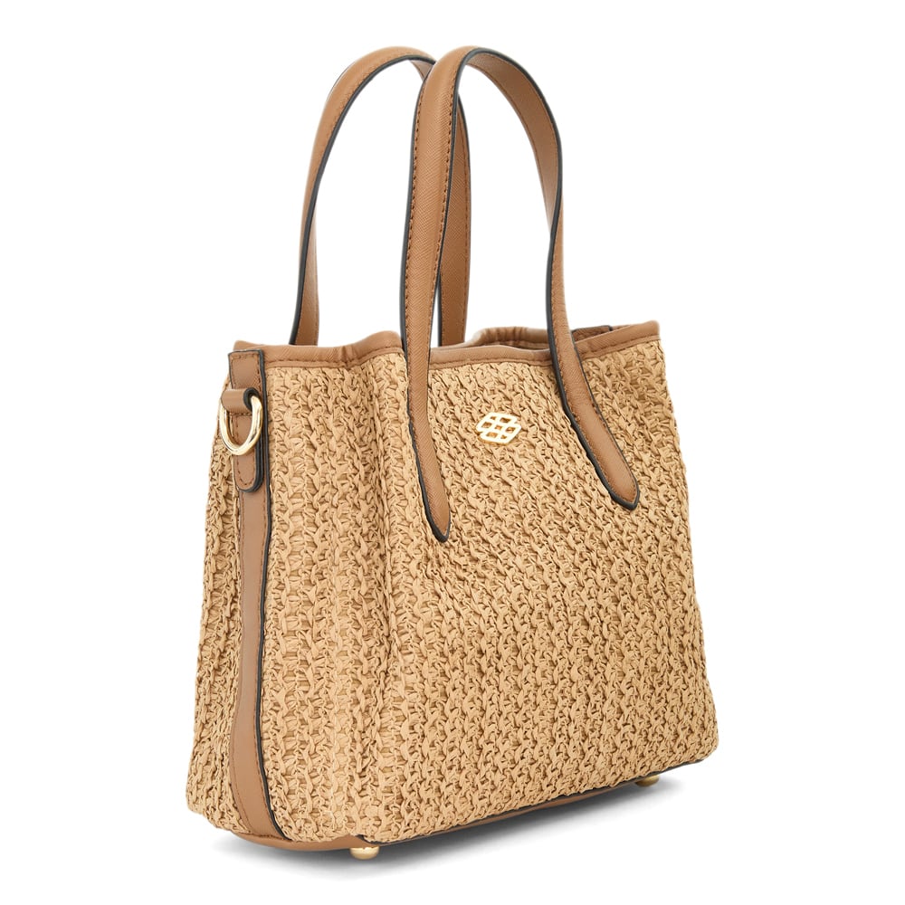 Jada Handbag in Natural Raffia/tan Raffia