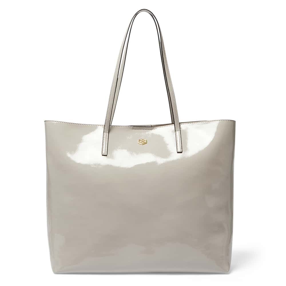 Joelle Tote in Grey Crinkle Patent Patent