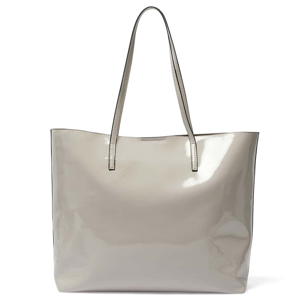 Joelle Tote in Grey Crinkle Patent Patent