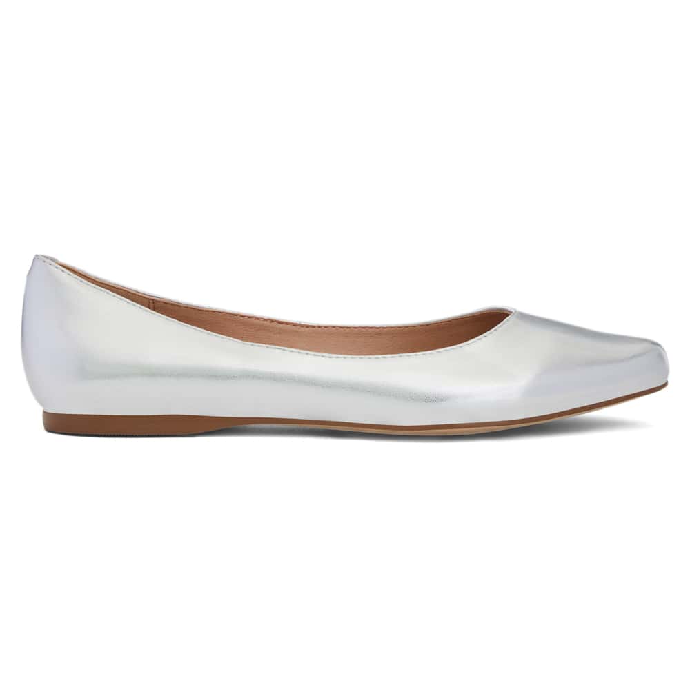 Joyce Ballet Flat in Silver Smooth