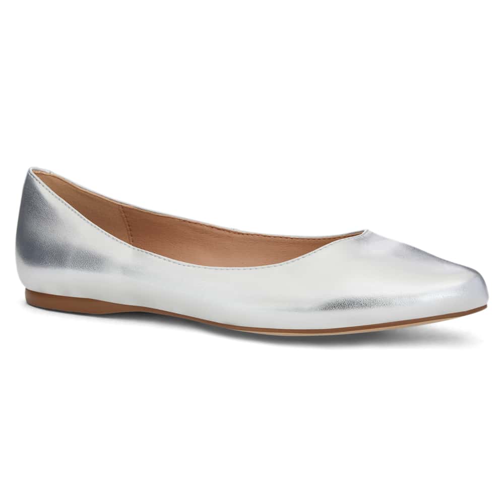 Joyce Ballet Flat in Silver Smooth