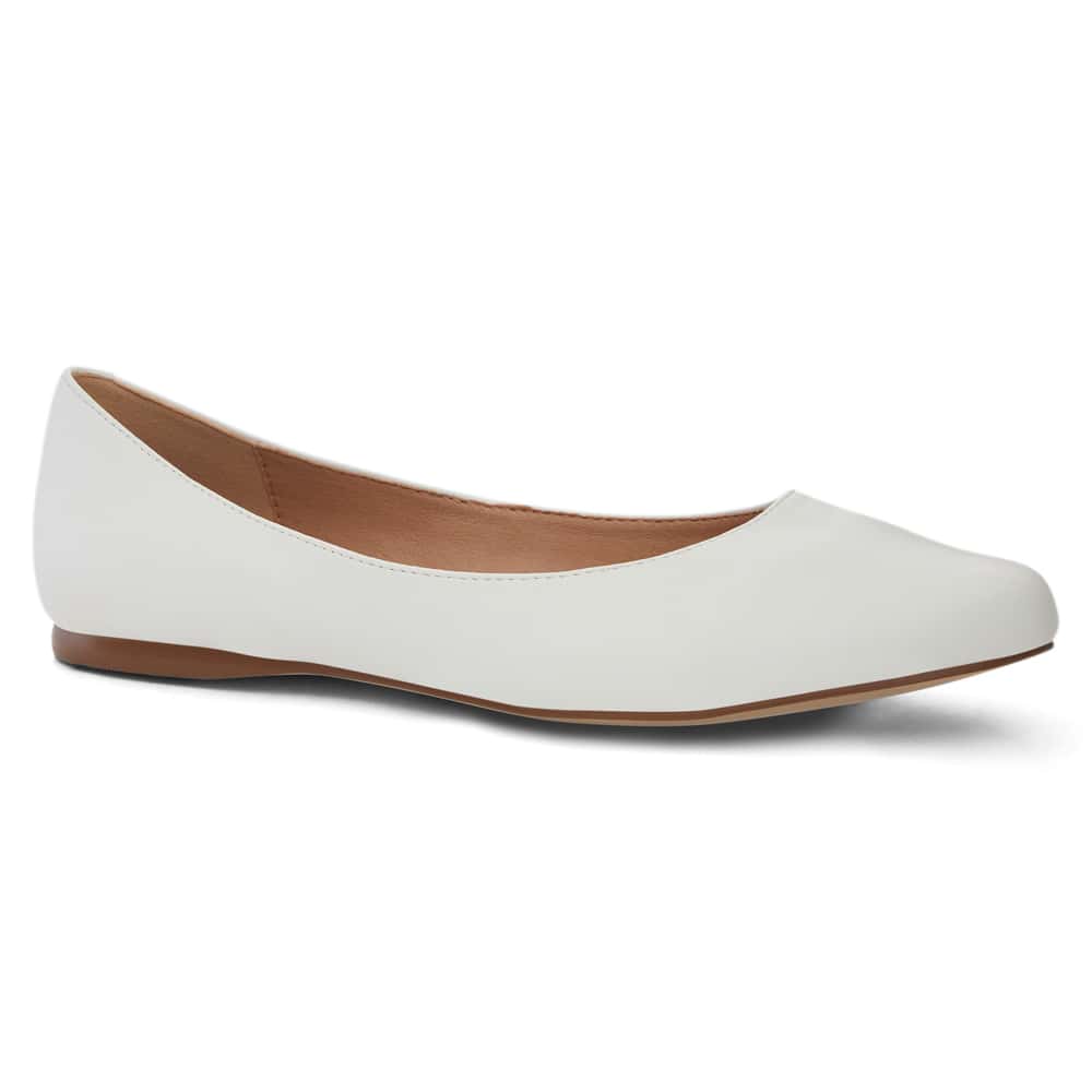 Joyce Ballet Flat in White Smooth
