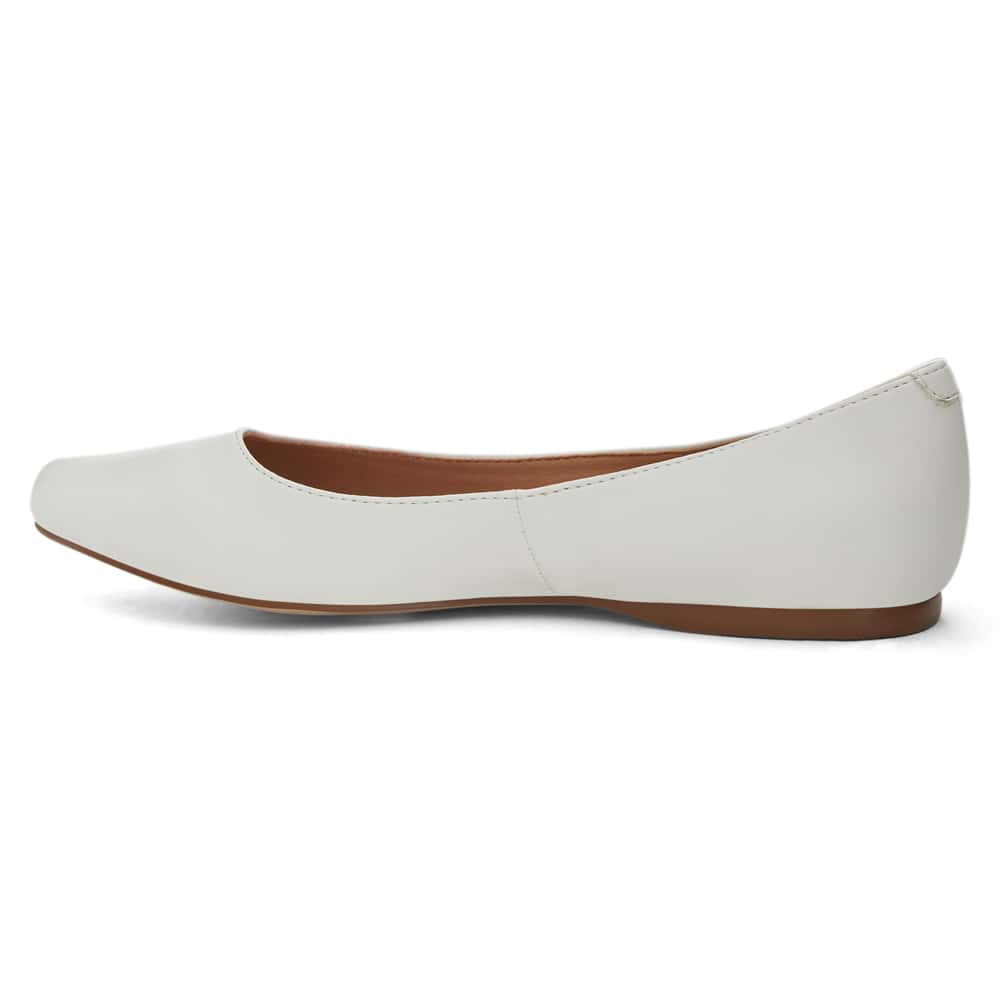 Joyce Ballet Flat in White Smooth