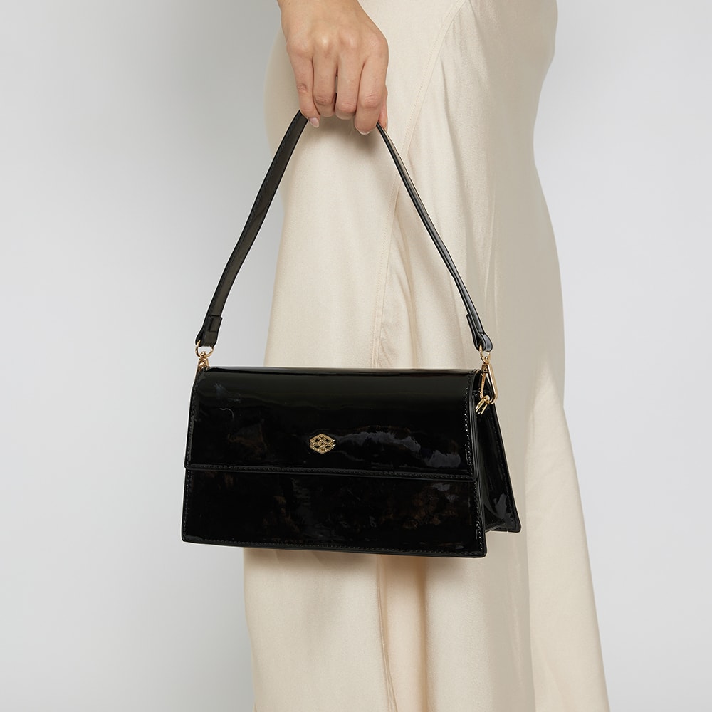 June Handbag in Black Patent