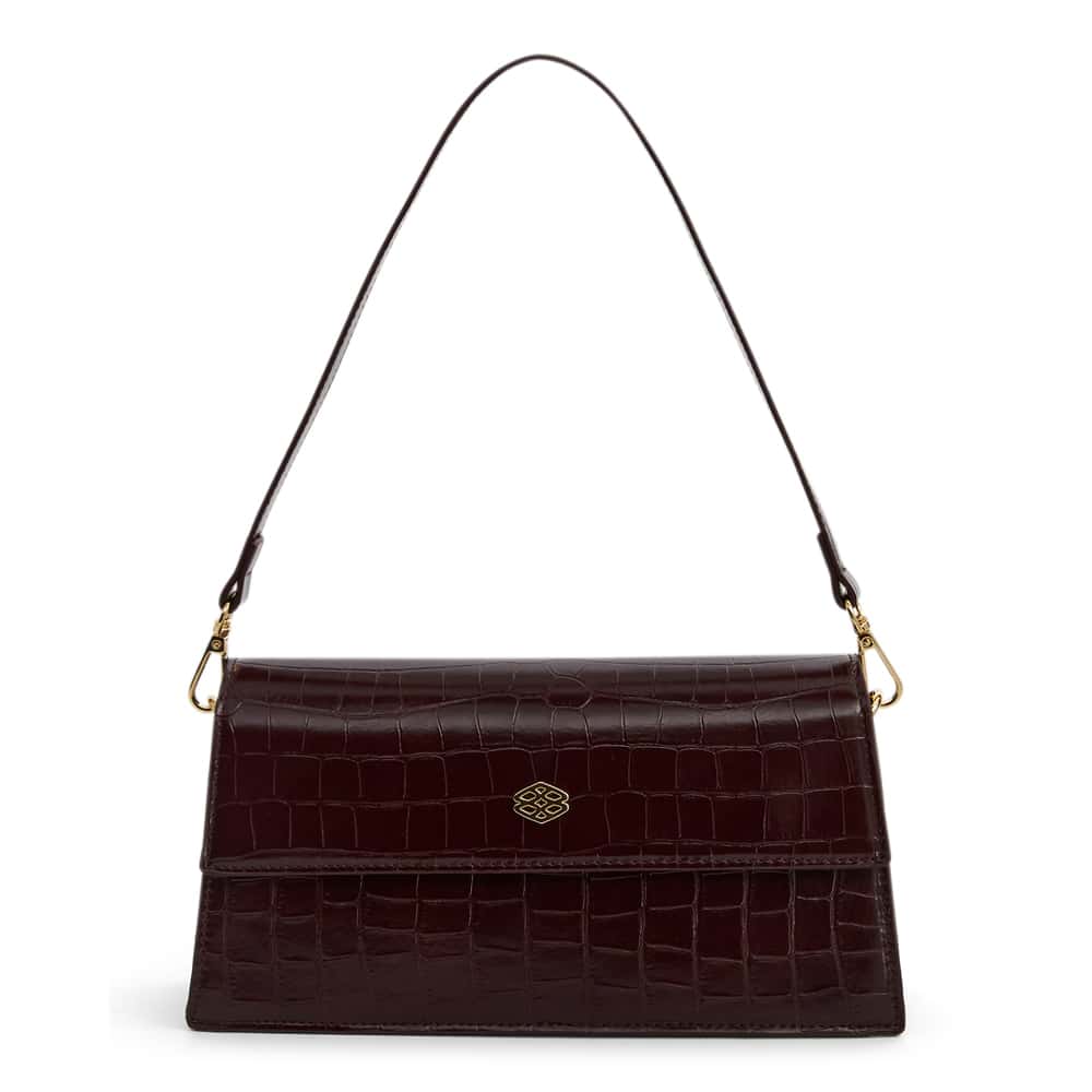 June Handbag in Bordeaux Croc Croc