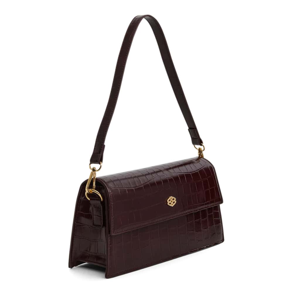 June Handbag in Bordeaux Croc Croc
