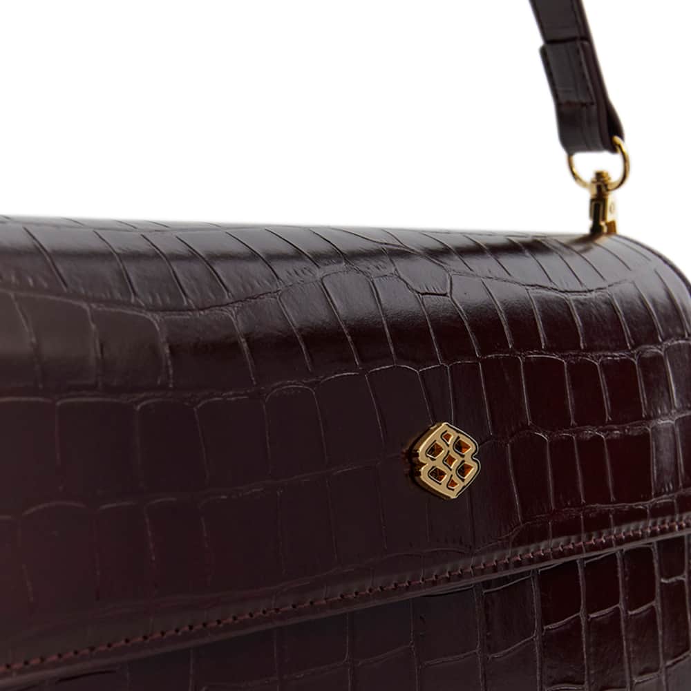 June Handbag in Bordeaux Croc Croc