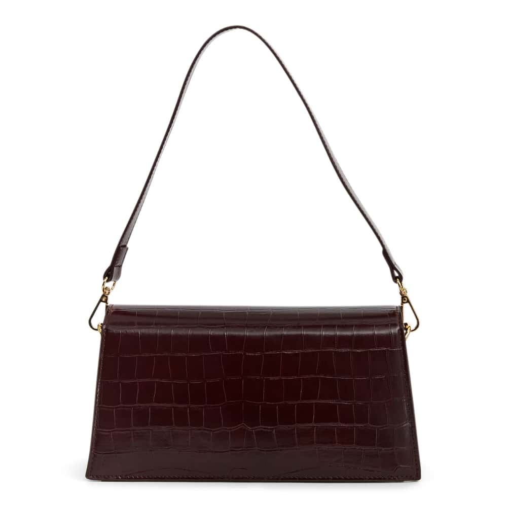 June Handbag in Bordeaux Croc Croc