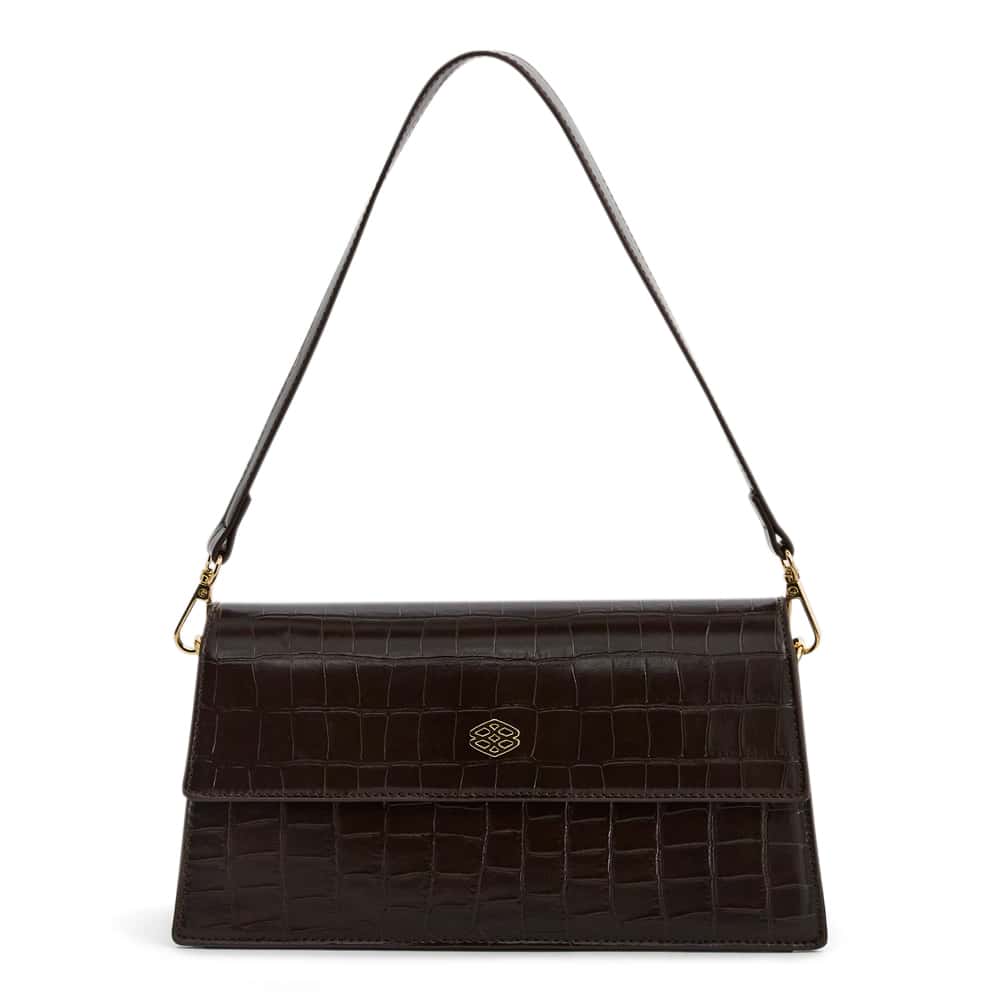June Handbag in Chocolate Croc Croc