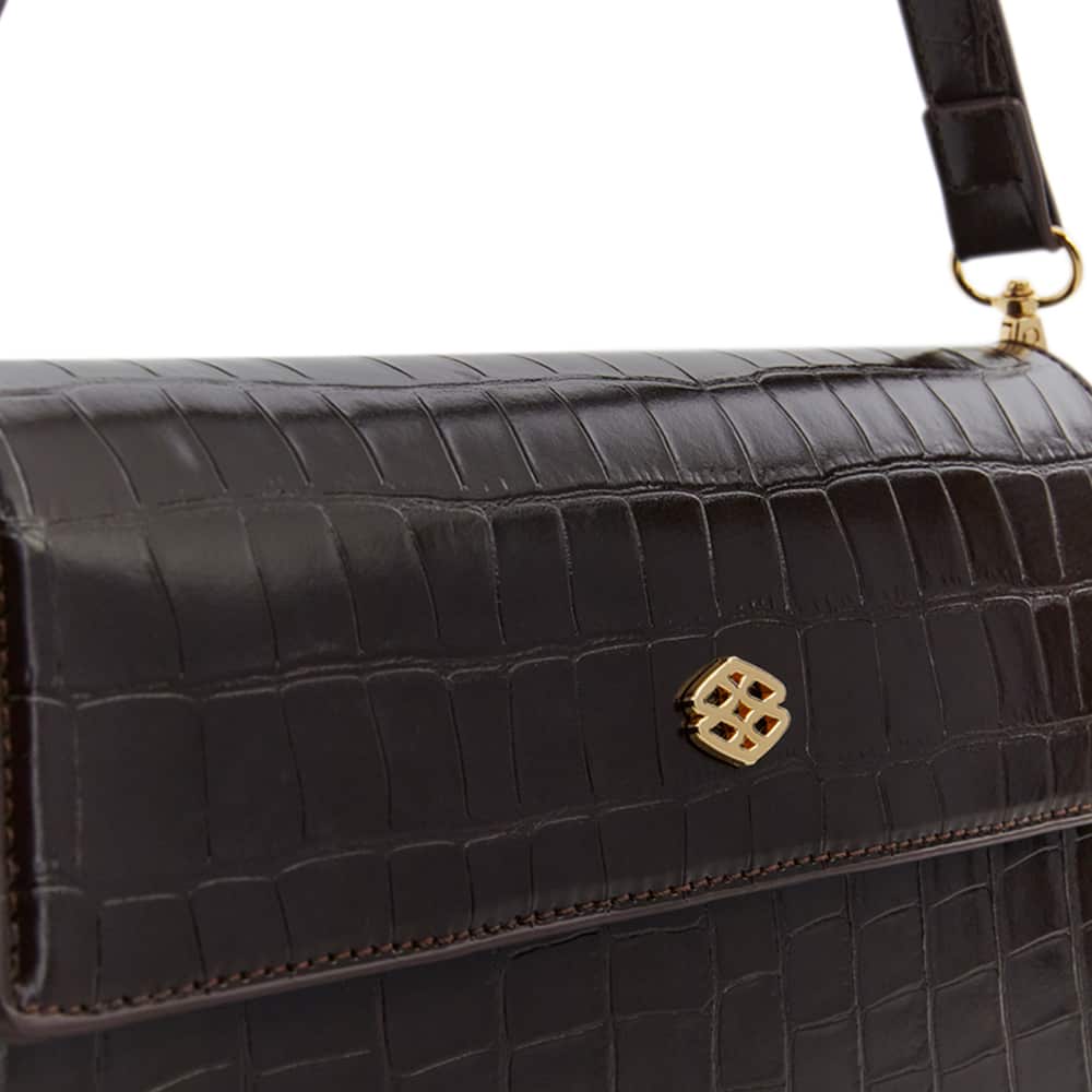June Handbag in Chocolate Croc Croc