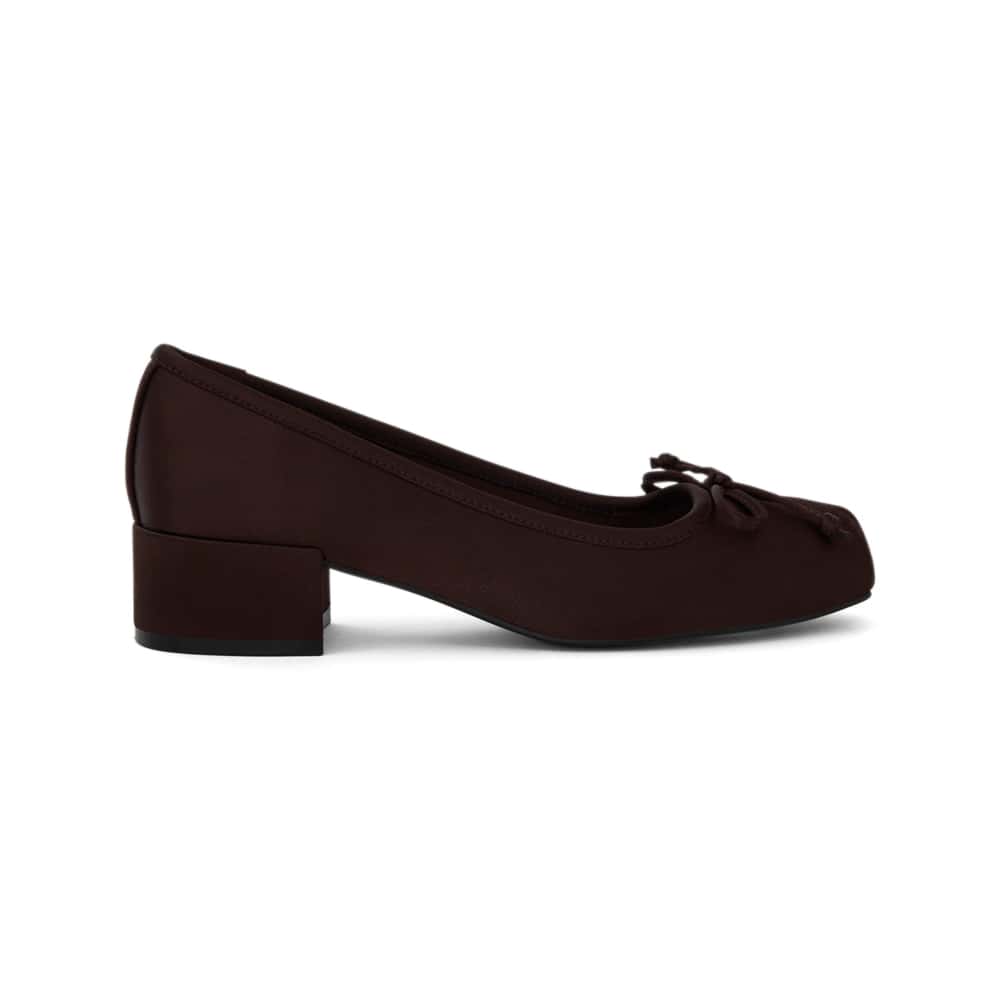 June Pumps in Chocolate Satin Satin