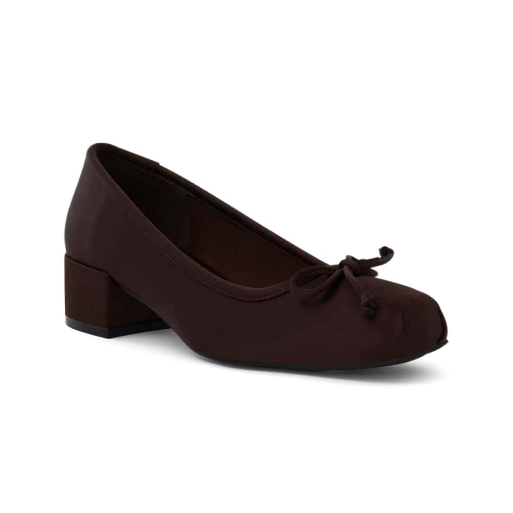 June Pumps in Chocolate Satin Satin