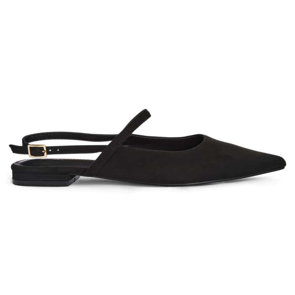 Katie Ballet Flat in Black Micro
