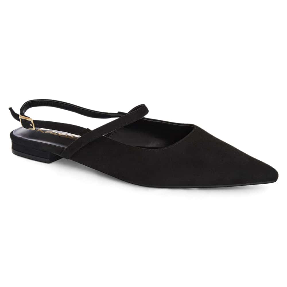 Katie Ballet Flat in Black Micro