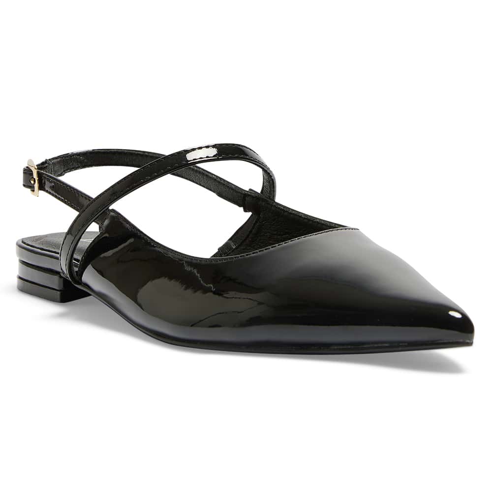 Katie Ballet Flat in Black Patent