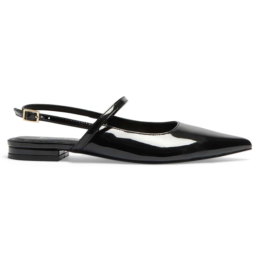 Katie Ballet Flat in Black Patent