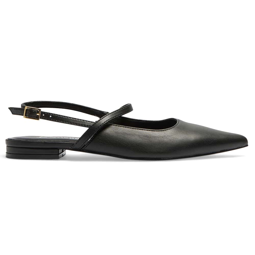 Katie Ballet Flat in Black Smooth
