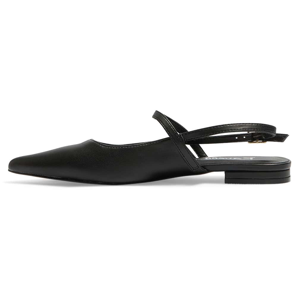 Katie Ballet Flat in Black Smooth
